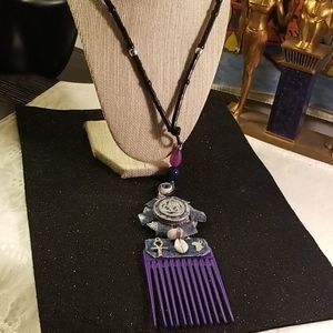 Queen nefertiti purple afro pic necklace